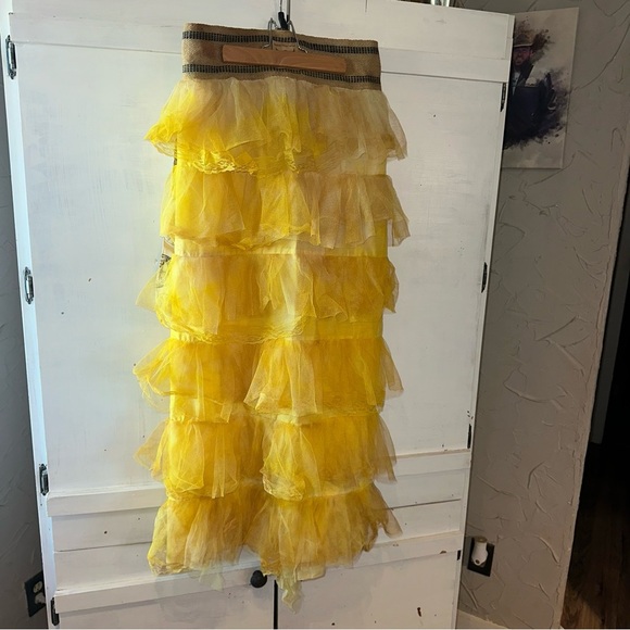 One of a kind Paris Montana Bustle Skirt Golden Tiered Maxi Skirt! One Size - Picture 2 of 16